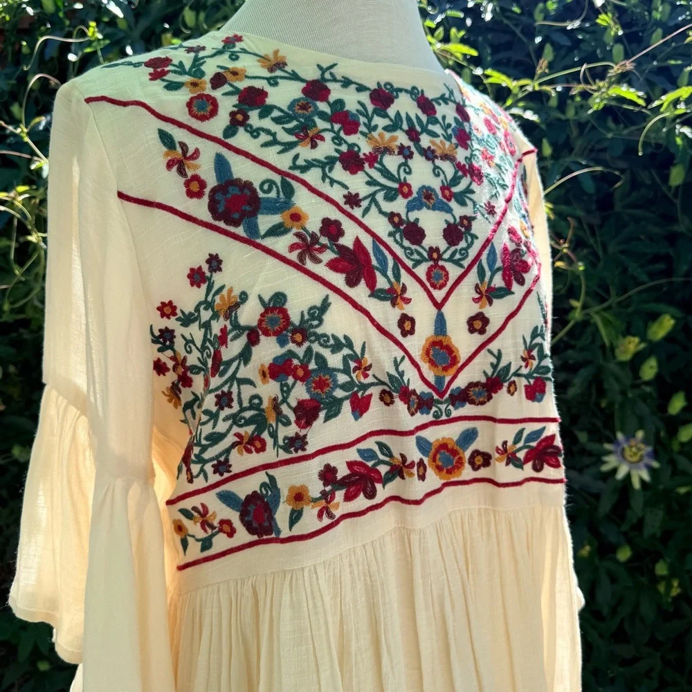 Umgee Cream Embroidered Boho Tunic - Picture 9 of 11